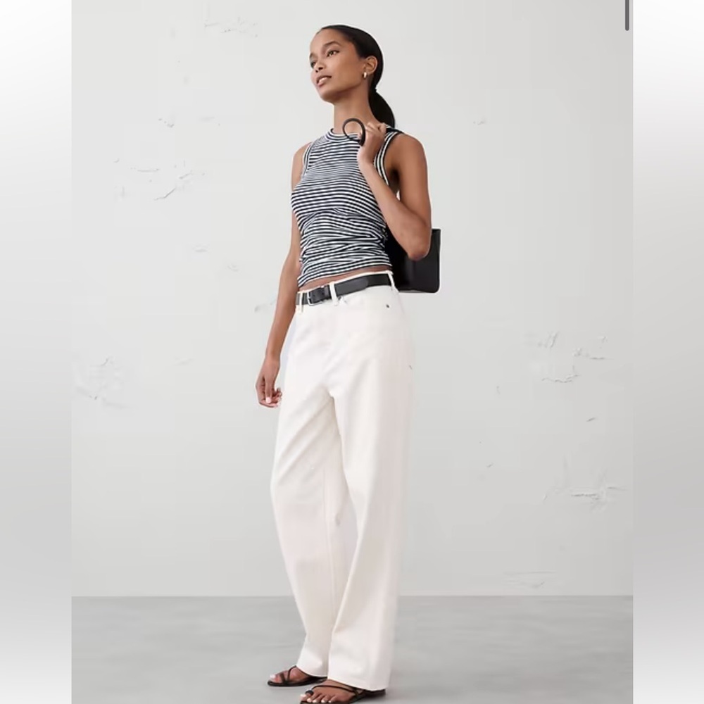 Madewell Navy and White Striped Tank Top
